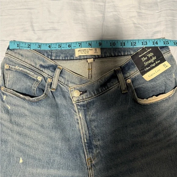 Abercrombie & Fitch The ‘90s Straight Ultra High Rise Blue Jeans Curve Love - Picture 6 of 8